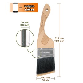 ROLLINGDOG Cutting In Brush- 3 Inch Angled Paint Brushes for Cutting In and Edging (Stiff No Loss Bristle Filaments)