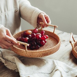 Daseko handmade rattan supplies rattan tray rattan basket basket Home cafe supplies medium size 2ea