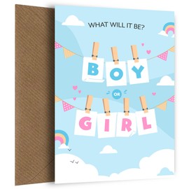 Fun Baby Shower Cards for Parents or Gender Reveal Card for Mum to be - Guess the Babies Gender - Cute Baby Gender Prediction Card - Boy or Girl?
