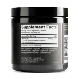 Toniiq Milk Thistle - Ultra High Potency 50:1 Extract with 80% Silymarin - Highly Concentrated - Third-Party Lab Tested - 90 Capsules