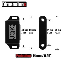 JQK Magnetic Door Catch, Stainless Steel Cabinet Magnet Closet Catches 10 Pack, 1.2mm Thickness 20 lbs Black, CC101-BK-P10