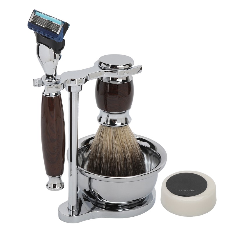Men Manual Trimmer Kit Trimming Soap Bowl Stand Beard Brush