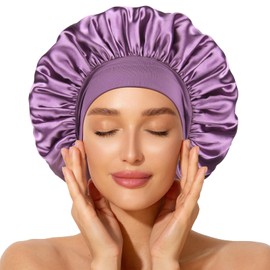 YANIBEST Silk Bonnet for Men, Satin Hair Bonnet for Sleeping, Double Layer Sleep Cap for Black Men & Women Curly Hair Braids, Purple