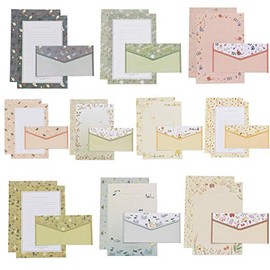 Stationary Writing Paper with Envelopes - Letter Writing Stationery Paper Cute Lovely Flora Stationery Set with Lined Letter Writing Paper, 60 Sheets + 30 Envelopes, 10 Styles