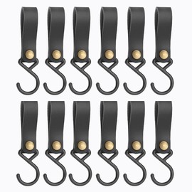SOREIA S Hook Leather Hook Hanger Hook Hanging Lantern Accessories Camping Equipment (12, Black)