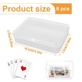 EIHI Set of 6 Playing Cards Box, 10.5 x 7.5 x 2.5 cm, Empty Card Box, Playing Cards Storage, Transparent Plastic Playing Card Case, Clear Plastic Box for Playing Cards, Bank Cards, Business Cards