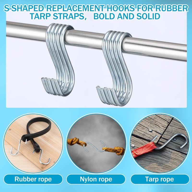 Yaocom 100 Pcs Tarp Strap Bungee Cord S Hooks Steel