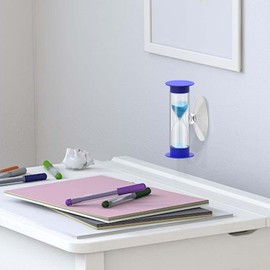 Hourglass Sand Timer 5 Minute with Suction Cup - Set of 2 Small, Unbreakable Sand Watch 5 Min Sucker, Small Blue Sand Clock 5 Minute, Plastic Hour Glass Sandglass Timer for Kids, Games, Classroom