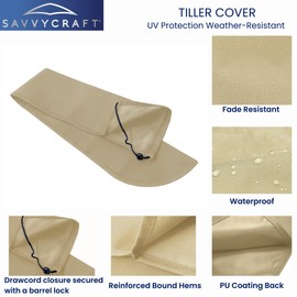 SavvyCraft Waterproof Tiller Cover 36", Heavy Duty Solution-Dyed 600D Fade-Resistant Sailboat Tiller Cover, UV Protection Weather-Resistant Slip-on Tiller Cover Beige Color