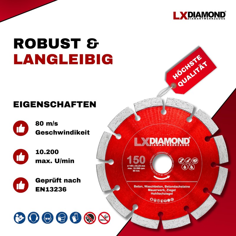 LXDIAMOND 2 x Diamond Cutting Disc 150 mm x 22.23