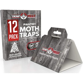 12 Pack Pantry Moth Traps - Safe and Effective for Food and Cupboard - Glue Traps with Pheromones for Pantry Moths