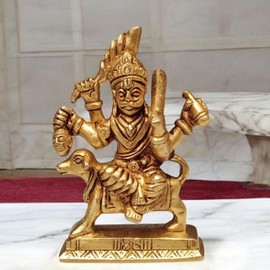 Brass Kaal Bhairav Statue with Dog 4 Inch | Handcrafted Lord Bhairava Idol for Home Temple, Office & Puja | Hindu God of Protection & Power | Spiritual Brass Sculpture for Worship & Religious Decor