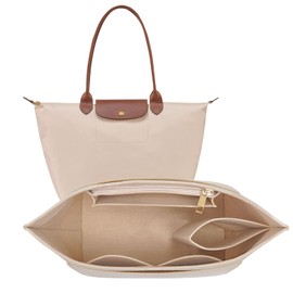 LOUKAYCCI Felt Purse Organizer Insert for Longchamp Le Pliage L Handbag Insert (Large, Beige)
