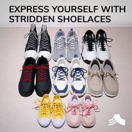 STRIDDEN 1 Pair One-Tie Elastic Round Shoelaces for Sneakers Boots, Eco-Positive Stretch Lace Turns Shoes Into Slip-Ons/NoTie, Black/40in