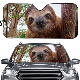 Sloth Car Front Windshield Sun Shade - Funny Animal Print Custom - Blocks UV Rays Sun Visor Protector - Accordion Folding Auto Sunshade for Car Truck SUV - Keeps Your Vehicle Cool