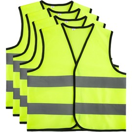 4 Pcs Kids Hi Vis Vests Child High Visibility Reflective Vest Children Hi Vis Safety Vests with Reflective Strips for Boys Girls Outdoor Activities (L, 10-12 years(130-140 cm))