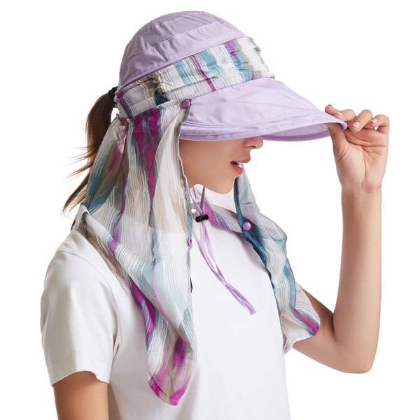 icolor Women Sun Hat Sun Protection Face & Neck Flap Cap Summer Wide Brim Hat for Girl Lady
