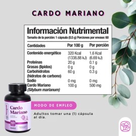 Cardo Mariano 60 Cápsulas 500mg | Suplemento Natural Apoyo Hepático Desintoxicación | Silimarina | Milk Thystle | Momosie