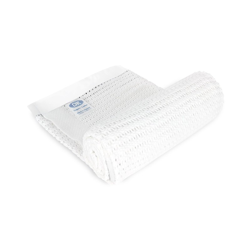 DK Glovesheets Organic Cotton Pram/Crib Size Cellular Blanket, Satin White
