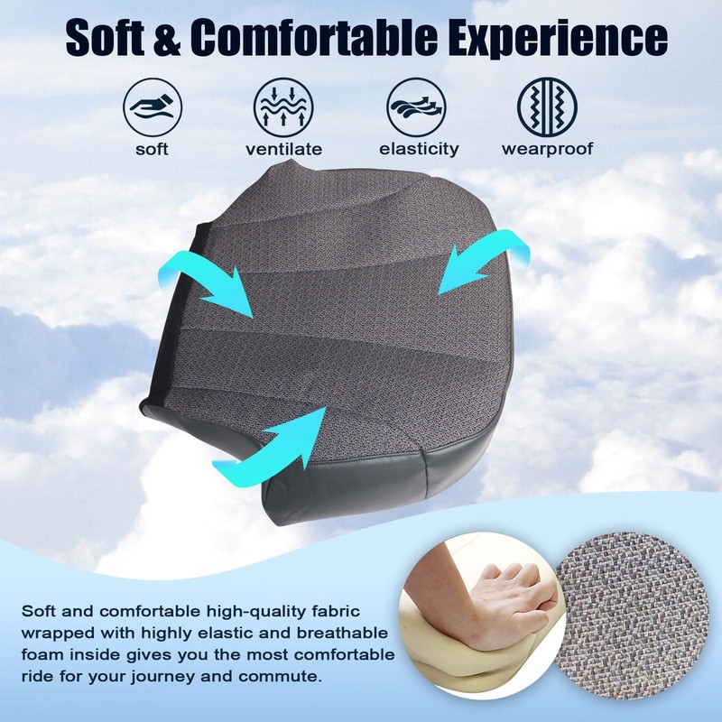 SecosAutoparts Driver Side Bottom Replacement Cloth Seat Cover Dark Gray