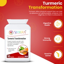 Turmeric Transformation | 90 Capsules. Ayurvedic Gold, Joint Support & Internal Cleansing | Spiritually Aligned Supplements. Shakra Health