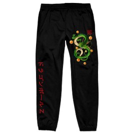 Bioworld Mens Dragon Ball Z Anime Shenron Kanji Graphic Print Sleep Pants-Medium, Black