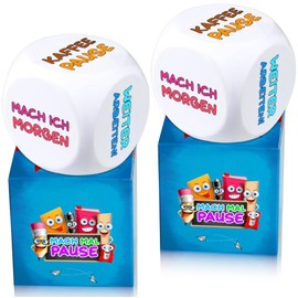 MACH MAL PAUSE® Anti-Stress Cube Set of 2 - The Colourful Stress Cube with 6 Fun Actions for Stress Relief are the Gift for Colleagues, Students, Friends - Office Toy for Employees