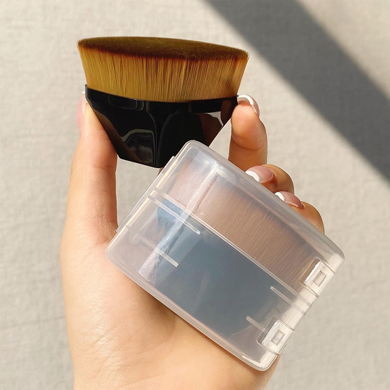 Qin Derdom Flat Head Foundation Brush, Premium Powder Brush, Portable,