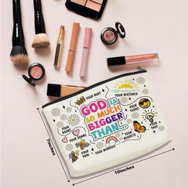 Inspirational Christian Gifts Cosmetic Bag Bible Verse Makeup Bag Motivational Religious Gifts for Women Friends Mom Niece Birthday Appreciation Gifts Makeup Pouch Mothers Day Christmas Graduation