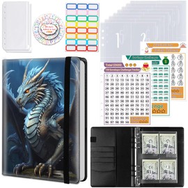 100 Envelopes Money Saving Challenge, A5 Budget Binder with Cash Envelopes & 3 Budgeting Planner Trackers to Save $5,050 Money ，Savings Challenge Book for Organizer, Dragon