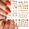12 Sheets Fall Nail Stickers Autumn Nail Art for 3D