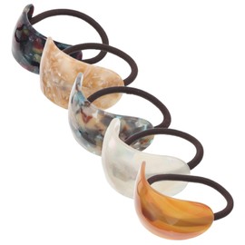 OATIPHO 5pcs Acetate Ponytail Cuff Hair Ties for Women Comfortable Elastic Holders Gentle Hair Quick Styling Bands in Mermaid Purple Blue Floral for Daily Wear and Parties