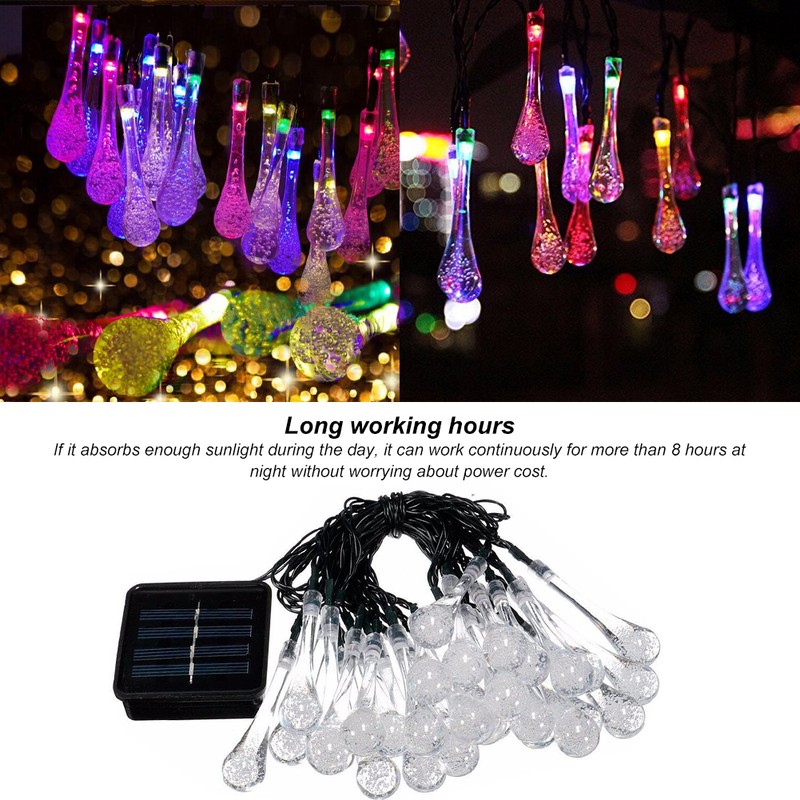 DropShaped 30 LED Solar String Light Waterproof Garden Decoration Light