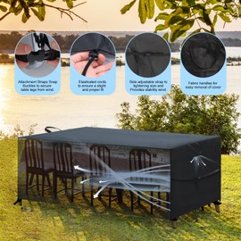 Outdoor Furniture Covers Waterproof, Patio Furniture Cover With Air Vent, Outdoor Sectional Sofa Cover Sofa, Table and Chair Set Cover - 420D Oxford Fabric, Windproof (Black,63 * 39 * 29 IN)