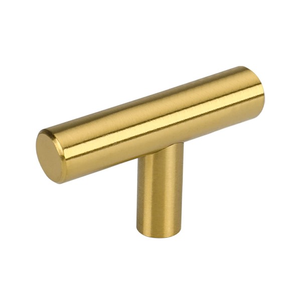 LONTAN 10 Pack Gold Drawer Knobs Brass Cupboard Knobs Gold Kitchen Knobs Gold Door Knobs Kitchen Cabinet Knobs Cupboard Door Knobs Gold T Bar Handle Drawer Pull Knobs