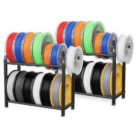 2 Pack 3D Printer Filament Storage Rack, Tabletop Storage Rack 2 Tiers with Feeder Extension for PETG/PLA/ABS/ASA Filament, 3D Printer Accessories 3D Filament Organizer for Studios, Garages, Workshops