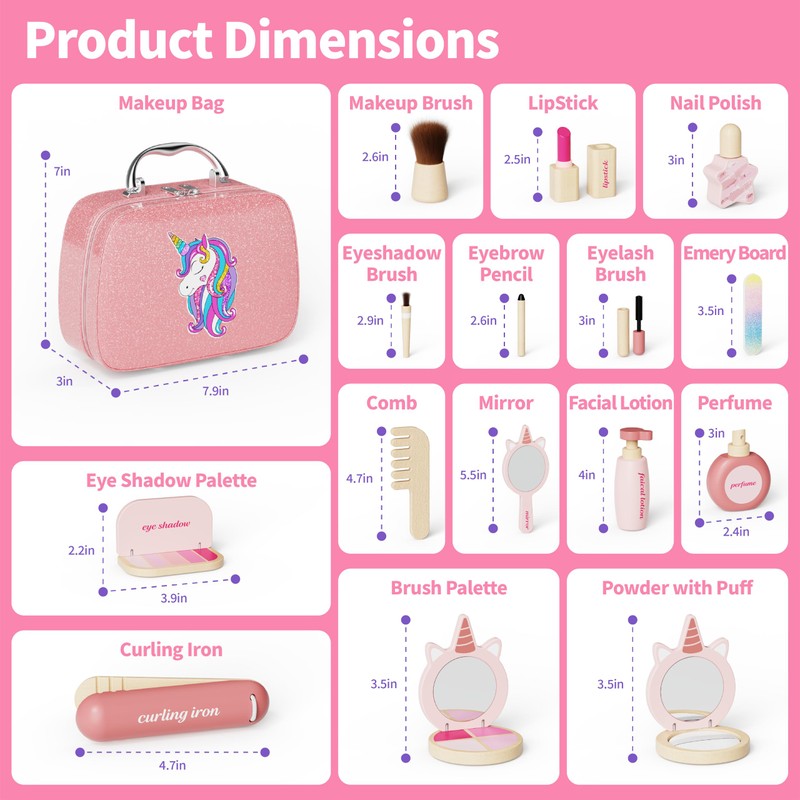 Unicorn Themed Pretend Play Makeup Kits for Girls 3-5 Year