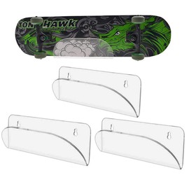 HAI+ Longboard Skateboard Hanger Wall Mount, Invisible Clear Shelf, Display Rack, for Fits Skateboard, Longboard, Skis, Snowboards, Water Skis and Electric Skateboard