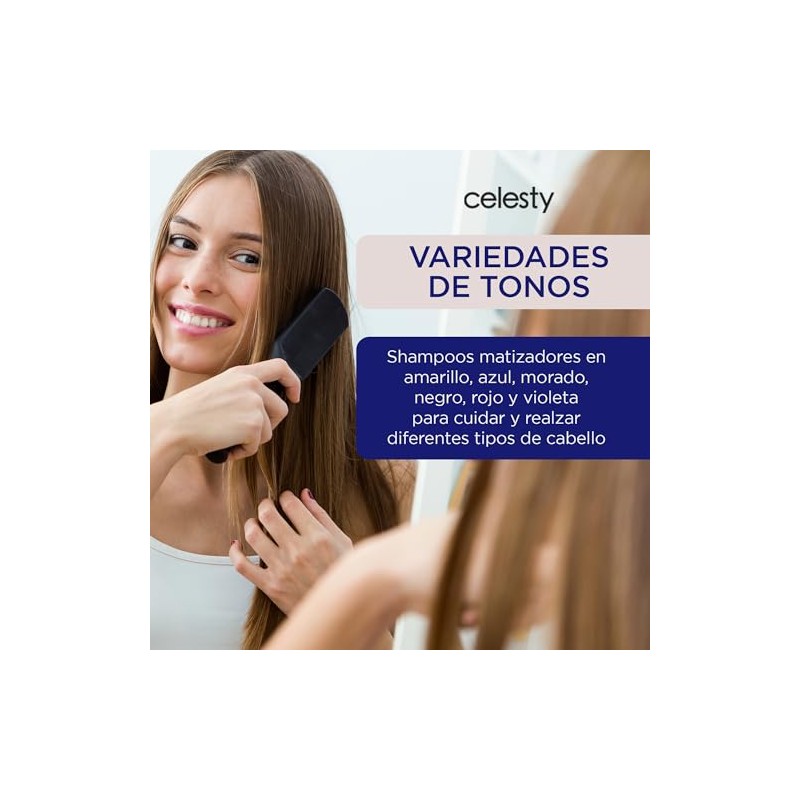 CELESTY Shampoo Matizador - Variedad Amarillo Azul Morado Negro Rojo