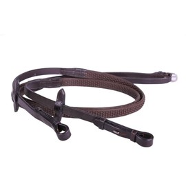 Equipride LEATHER REINS WITH SUPER GRIP ANTI-SLIP FOR BRIDLE SUPER FLEXIBLE RUBBER GRIP (Brown, Extra Full)