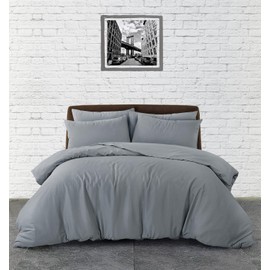 Bronwen Mathews Grey Single Duvet Set - Soft & Breathable Microfibre Single Quilt Cover with 1 Pillowcase, Easy Care Wrinkle Free Single Bedding Set of 2 Pcs (Grey, Single Duvet Set)