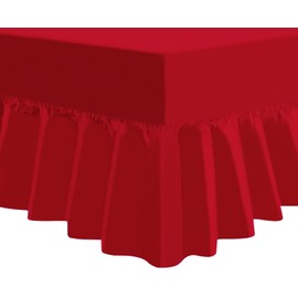 NIYS Luxury Bedding King Size Red Percale Extra Deep Fitted Sheet - Super Deep Pocket Soft Percale Polycotton Bedding Fitted Sheet (152x200x25cm,Fits 15" Frill - King)