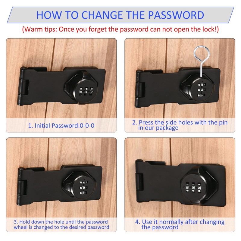 M METERXITY 1 Pack Password Rotary Hasp Lock, Cabinets Security