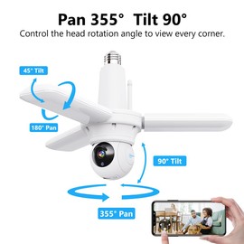 LED Garage Light with Wireless Camera, 2 in 1 Adjustable Floodlight Security Camera with Smart AI Human Detection E26 Socket with Plug and 32.8ft Cord,Motion Sensor,Two-Way Audio,Color Night Vision