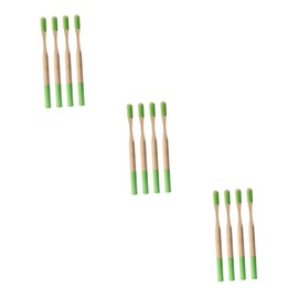 Beavorty 12pcs Biodegradable Bamboo Toothbrushes Soft Bristles Ergonomic Design for Adults for Travel and Home Use Grass Green Kraft Box Packaging