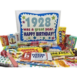 RETRO CANDY YUM ~ 1928 98th Birthday Gift Box Nostalgic Candy Assortment from Childhood for 98 Year Old Man or Woman Born 1928