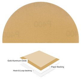 Kozelo 50pcs No Hole Sanding Discs- [ 5 Inch 400 Grit ] Round Hook and Loop Grip Sanding Pads Sheet Sandpaper for Automotive Metal Polishing Use| Gold, Aluminum Oxide