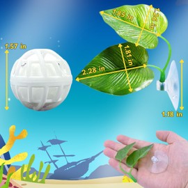 2pcs Aquarium Betta Leaf Hammock to Rest with 2 pcs Nitrifying Ball, Betta Hammock Leaf Stimulating The Natural Habitat for Spawning Breeding, Aquatic Resting Bed Hammock, Fish Tank Decor (Betta Leaf)