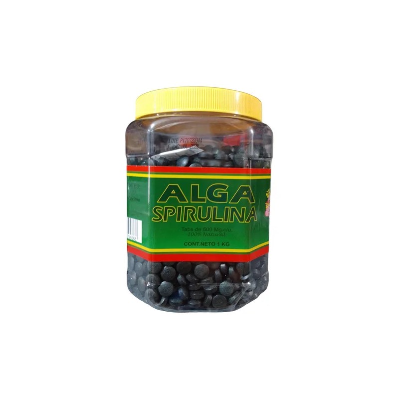 Alga Spirulina Tabletas Suplemento Proteico Frasco 1 Kg Gym Sabor