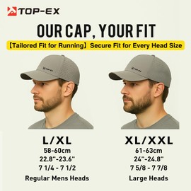 TOP-EX Running Baseball Caps Hats for Men Summer UPF50+ UV Protection Packable Big Head Waterproof Golf Workout Gym XX-Large X-Large XXL XL Navy Blue